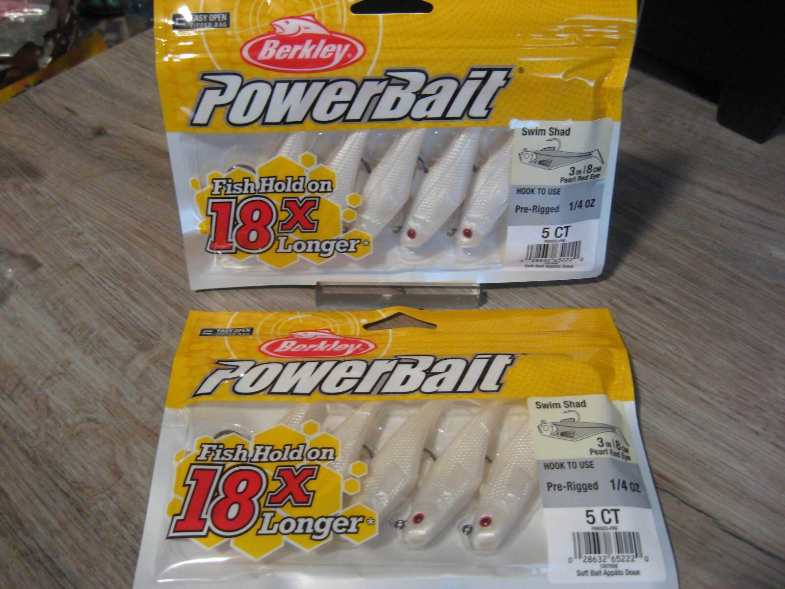 2 Packs Berkley PowerBait Fishing 1/4 Oz Pre-Rigged Swim Bait – 3″ Pearl Red Eye