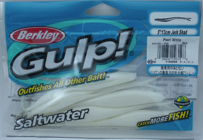 Berkley GSJS5-PW Gulp 5″ Saltwater Jerk Shad Pearl White 5 Ct