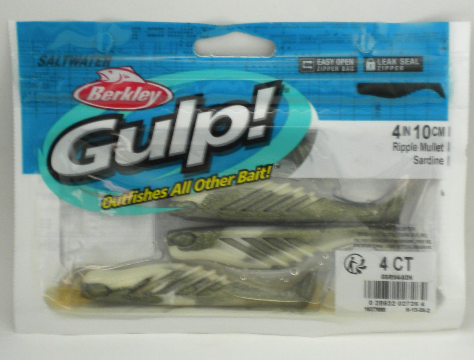 Berkley 1637688 GSRM4SDN Gulp Ripple Mullet 4″ Color Sardine 4CT