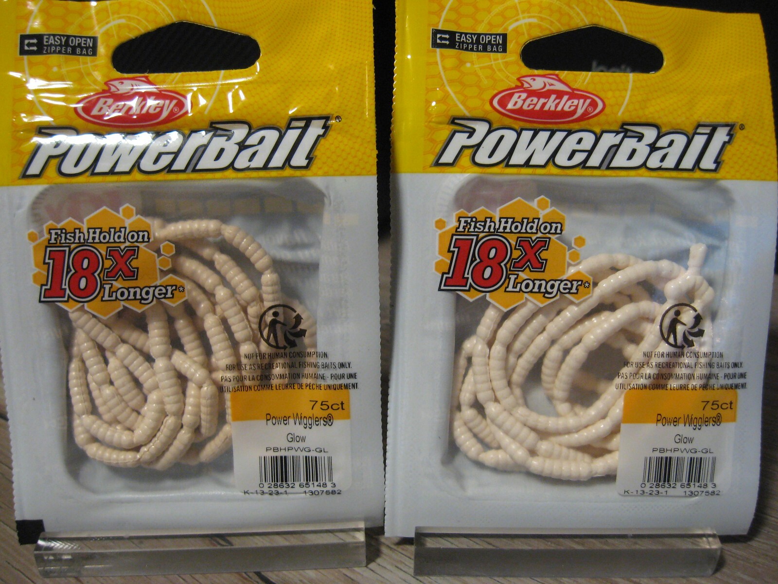 2 Packs 75ct Berkley Soft Fishing PowerBait – Power Wigglers – Glow Color