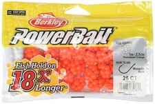 Berkley PowerBait Egg Clusters 25 Count Fluorescent Orange Soft Plastic Baits