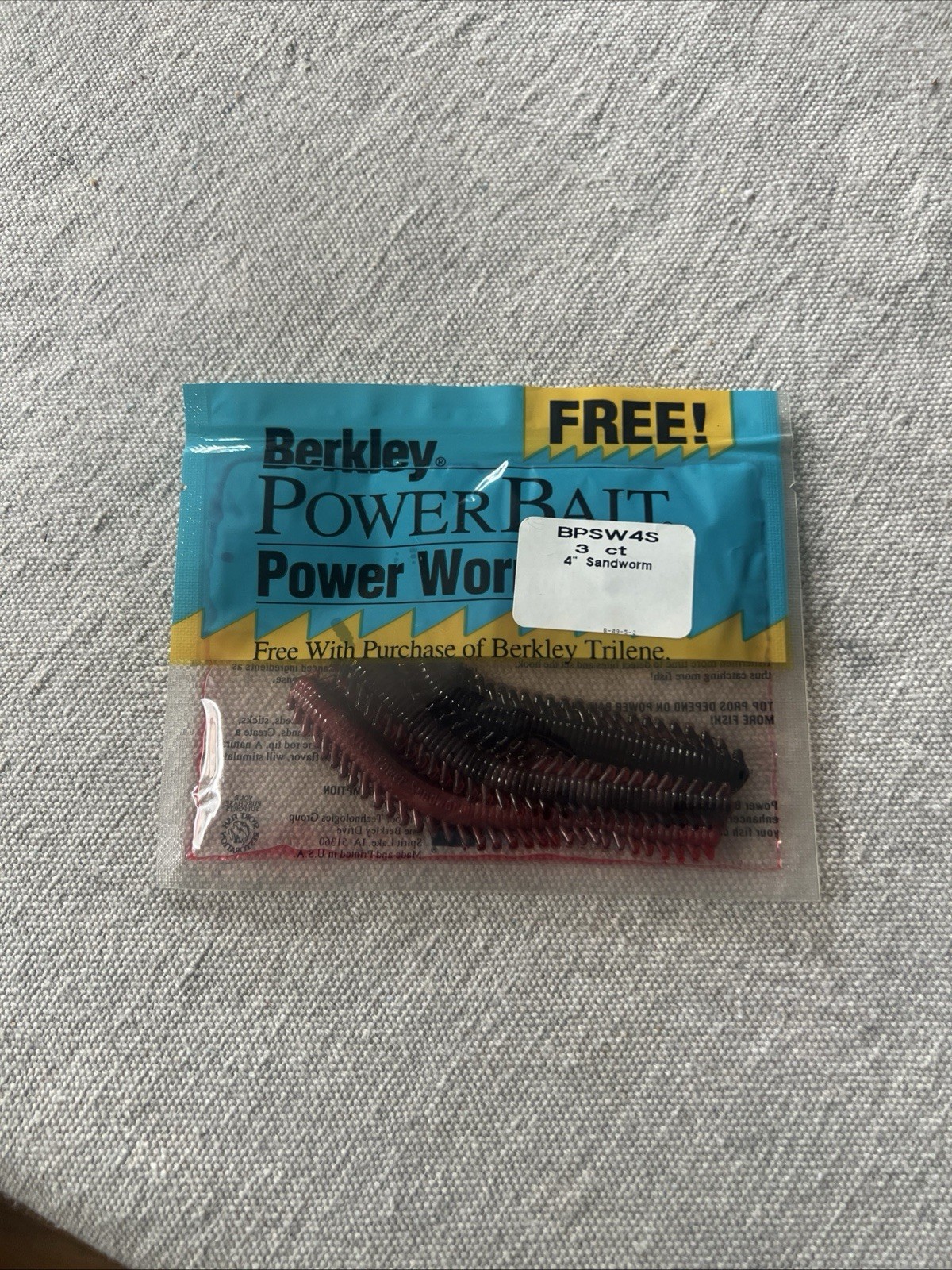 Vintage Berkley Power Bait Power Worms 3 Count Red With Blue Speckles