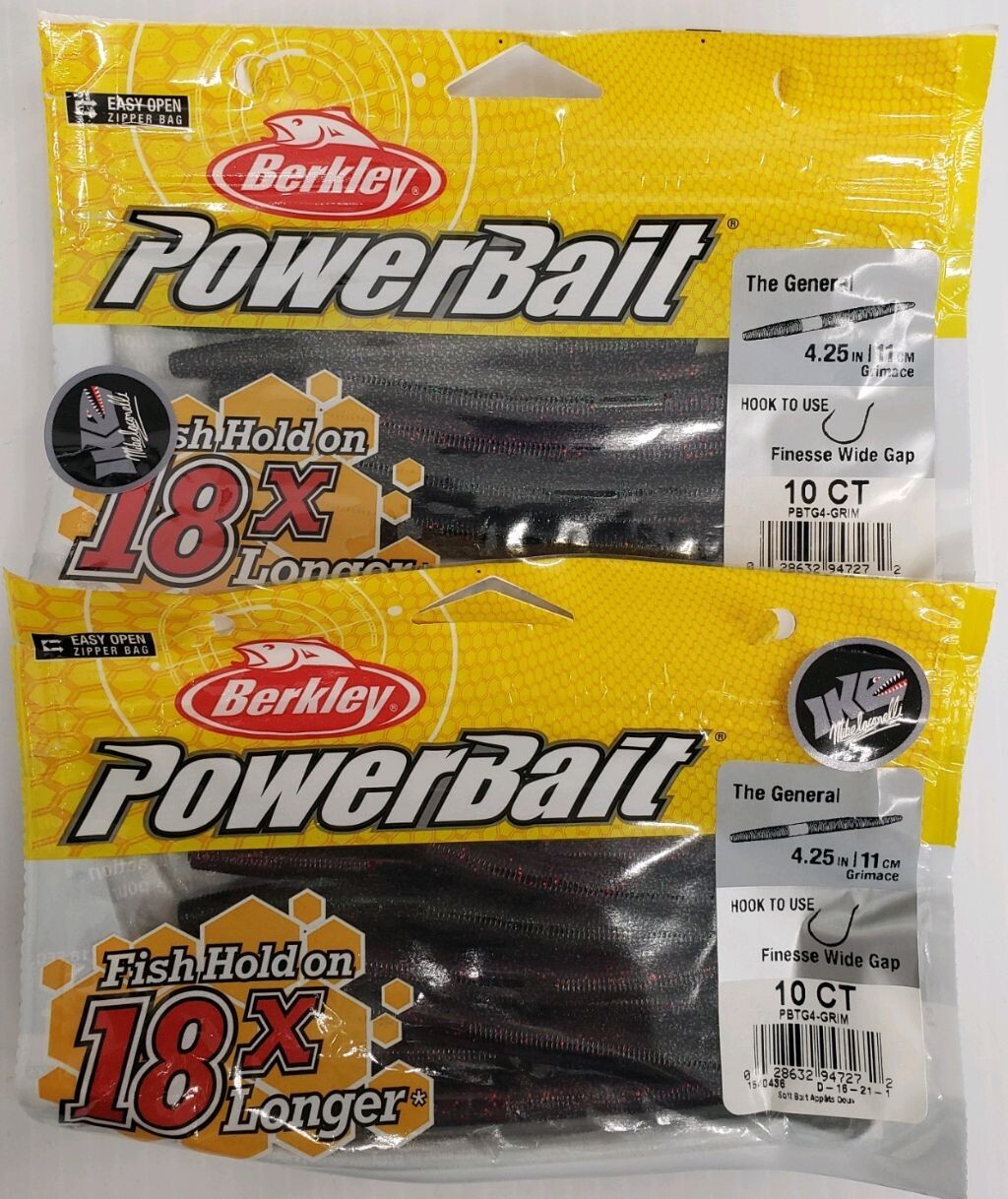 2-Berkley PowerBait The General Soft Stickbait Bass Fishing  GRIMACE 4.25