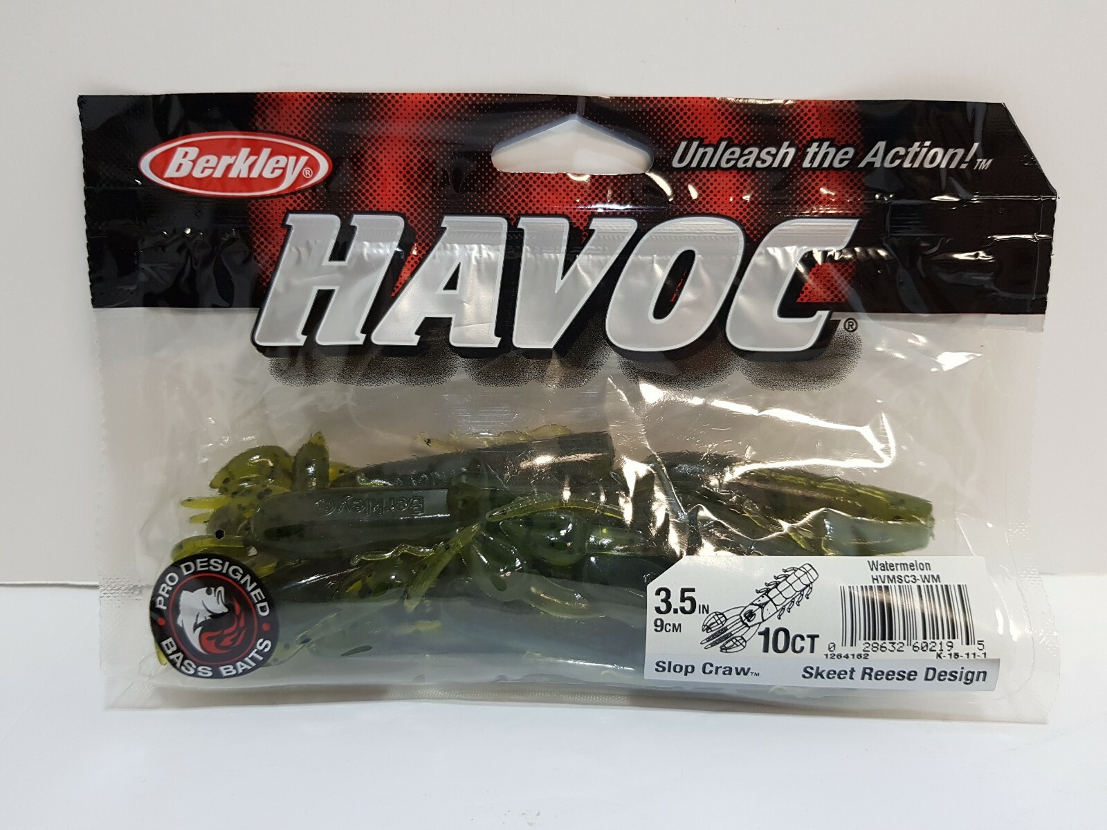 BERKLEY HAVOC WATERMELON SLOW CRAW SKEET REESE 10PACK