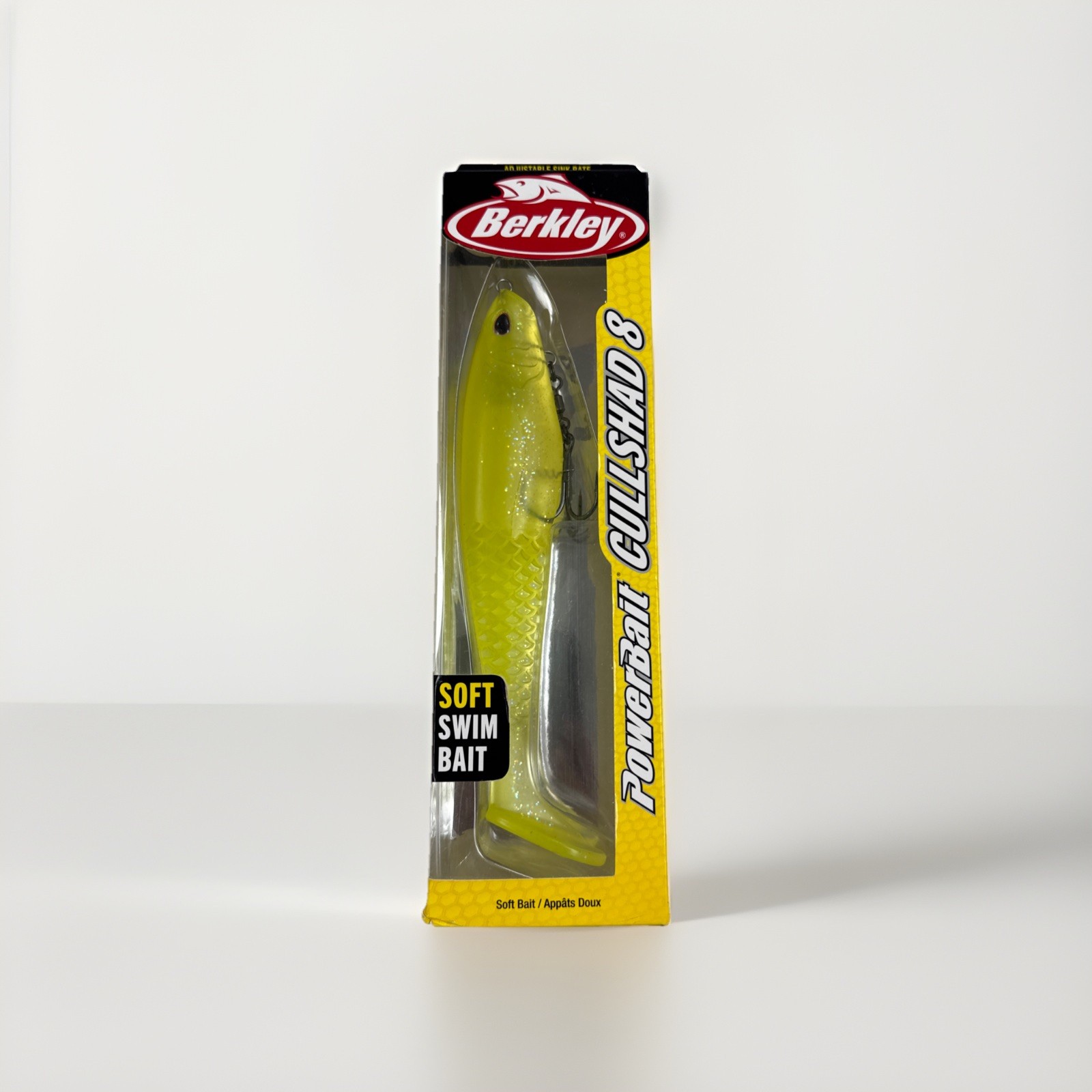 Berkley PowerBait CullShad Swimbait 8”, with Hook. BIG BASS liME icE COLOR