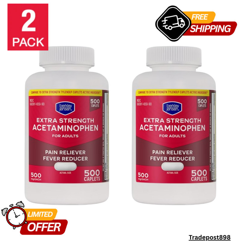 Berkley Jensen Extra Strength Pain Reliever ACETAMINOPHEN Caplets, 1000 count!