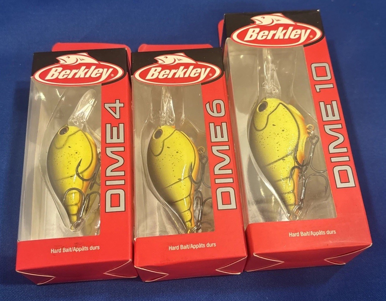Lot of 3 lures Berkley Dime # 4 ~ 6 ~ 10 Crank Baits ~ Root beer Craw