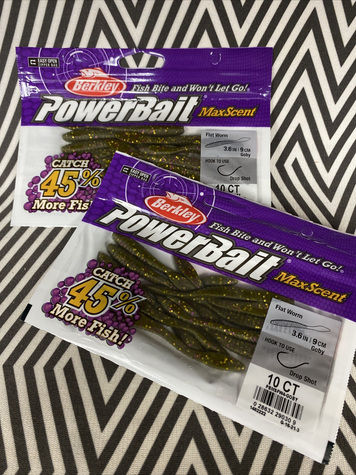 (2 Packs) Berkley PowerBait MaxScent Flat Worm 10 Pack! 3.6” GOBY Dropshot